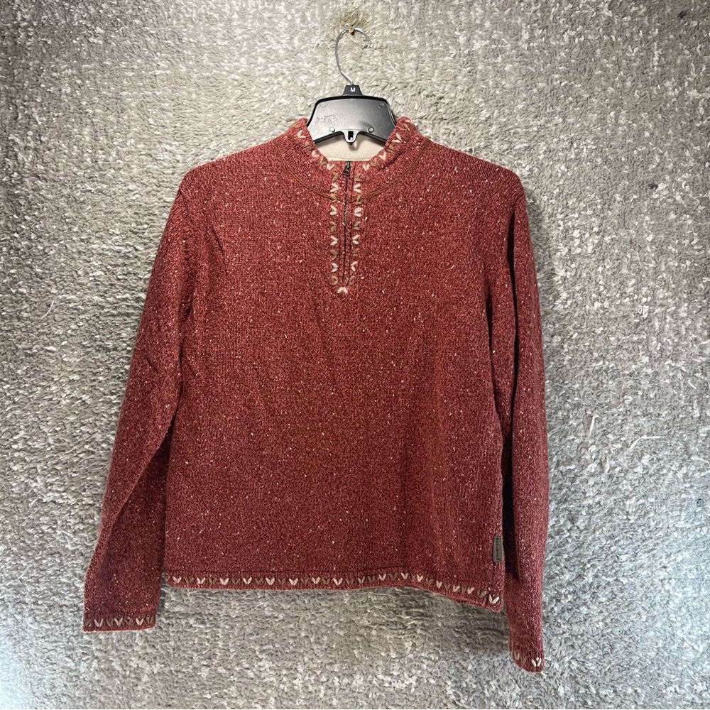 Woolrich Grenadine 1/4 Zip Ramiel Wool Blend Sweater Medium Dark Pink Preppy